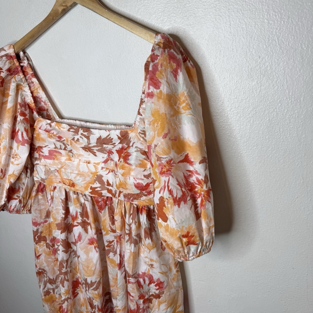 Abercrombie &‎ Fitch Women's Large Emerson Poplin Puff Sleeve Mini Dress Floral - Picture 4 of 14